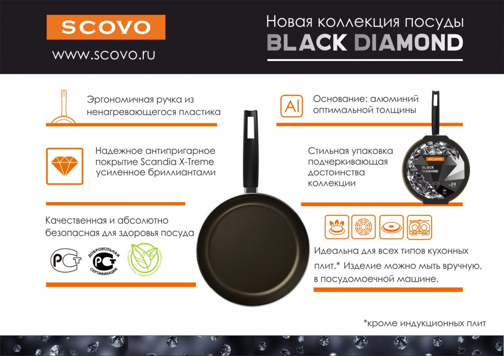 Преимущества посуды Scovo Black Diamond